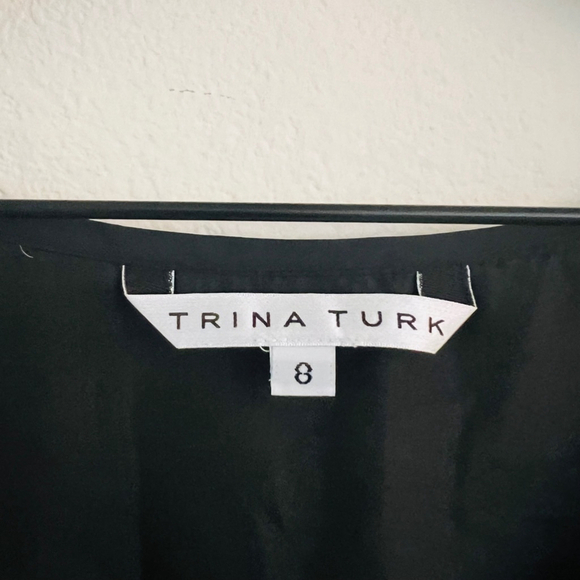 Trina Turk Women's Orange/Black Animal Print Silk Midi Dress Size 8 - Picture 7 of 7